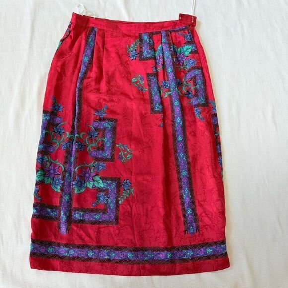 Anne Crimmins Umi Collections Womens Cardigan Sweater Skirt Silk Set Floral L 12 - Picture 4 of 5